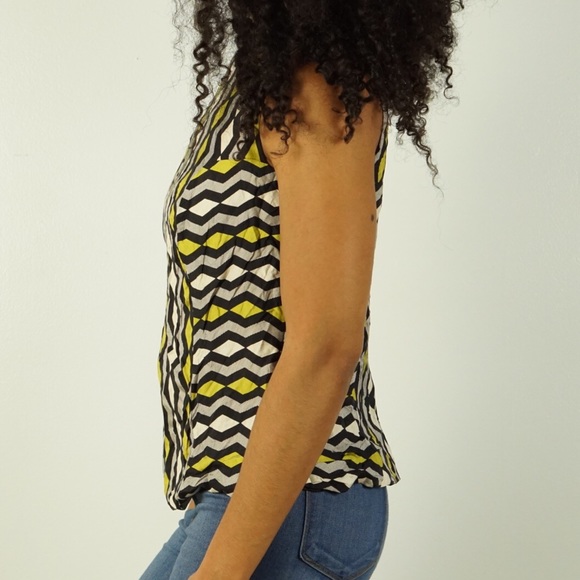 Milly | Silk Chevron Sleeveless Blouse - Picture 3 of 8